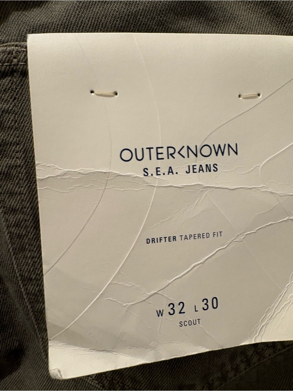 NWT Outerknown S.E.A. Jeans Drifter Tapered Fit Scout Olive Men’s 32x30 Premium - Picture 7 of 10
